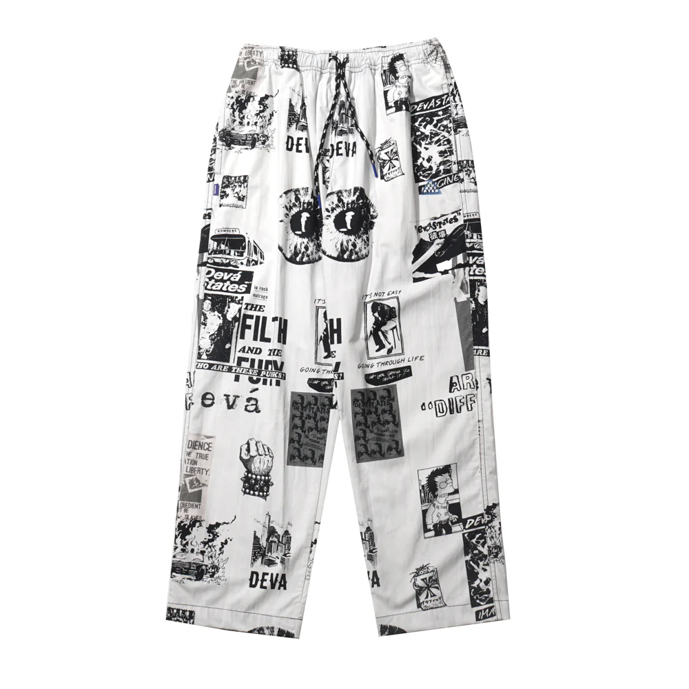 Filth Printed Easy Pants (White/Multi)