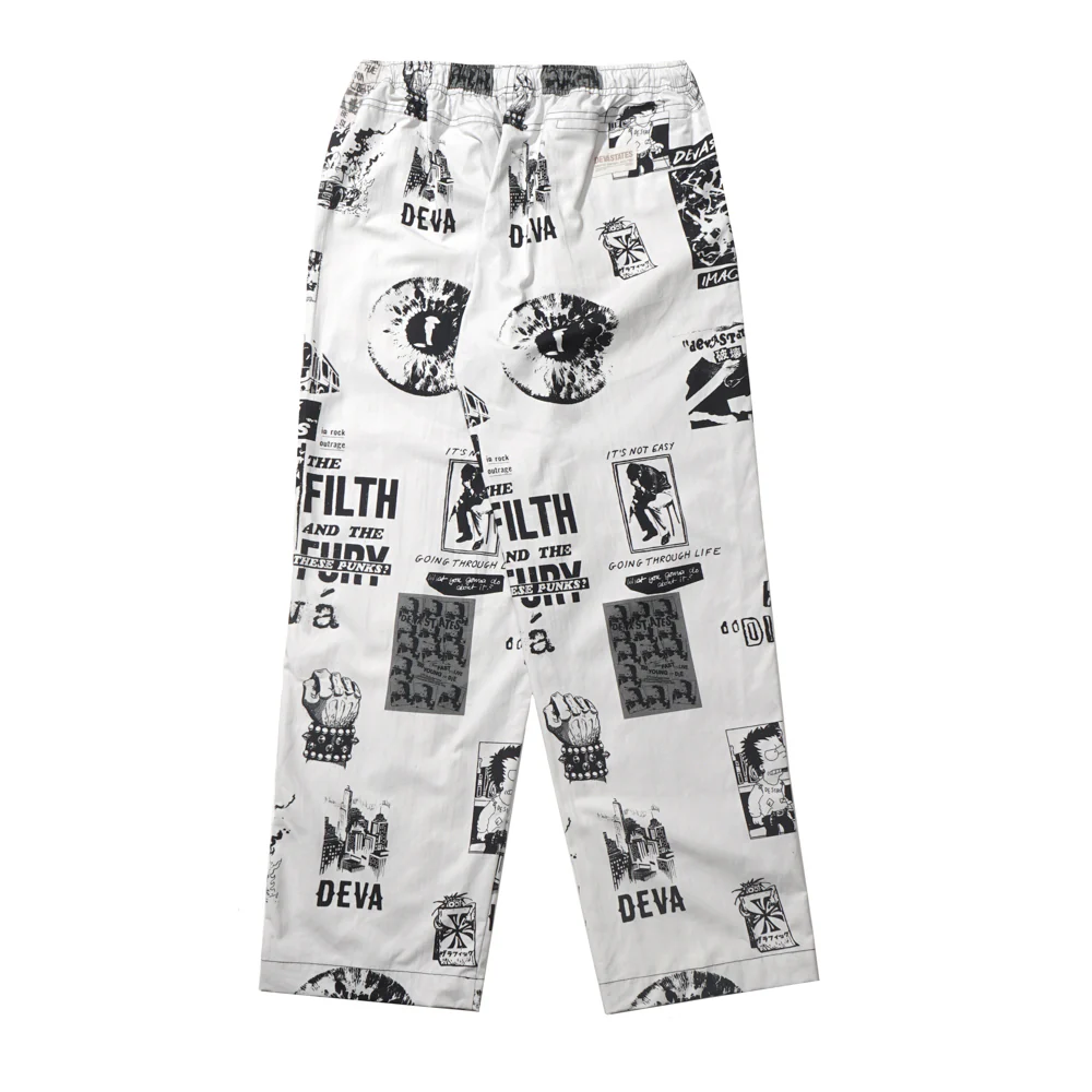 Filth Printed Easy Pants (White/Multi) - Image 2