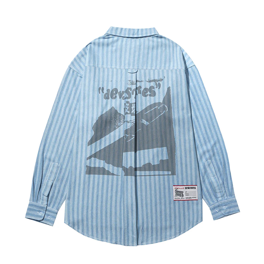 Pins Striped Denim Workshirt (Blue) - Image 2
