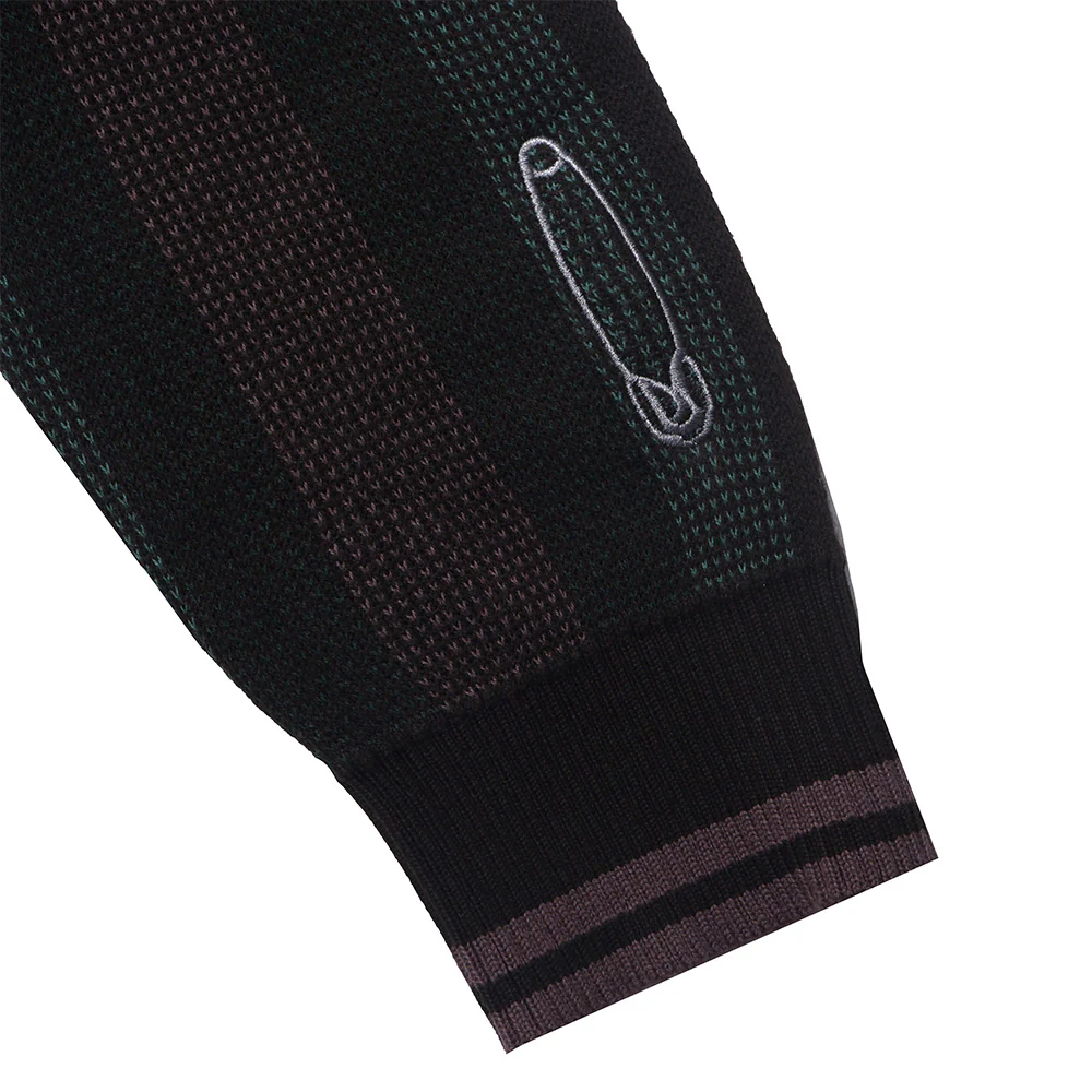 Striped Knitted Zip Up Polo (Green/Multi) - Image 4