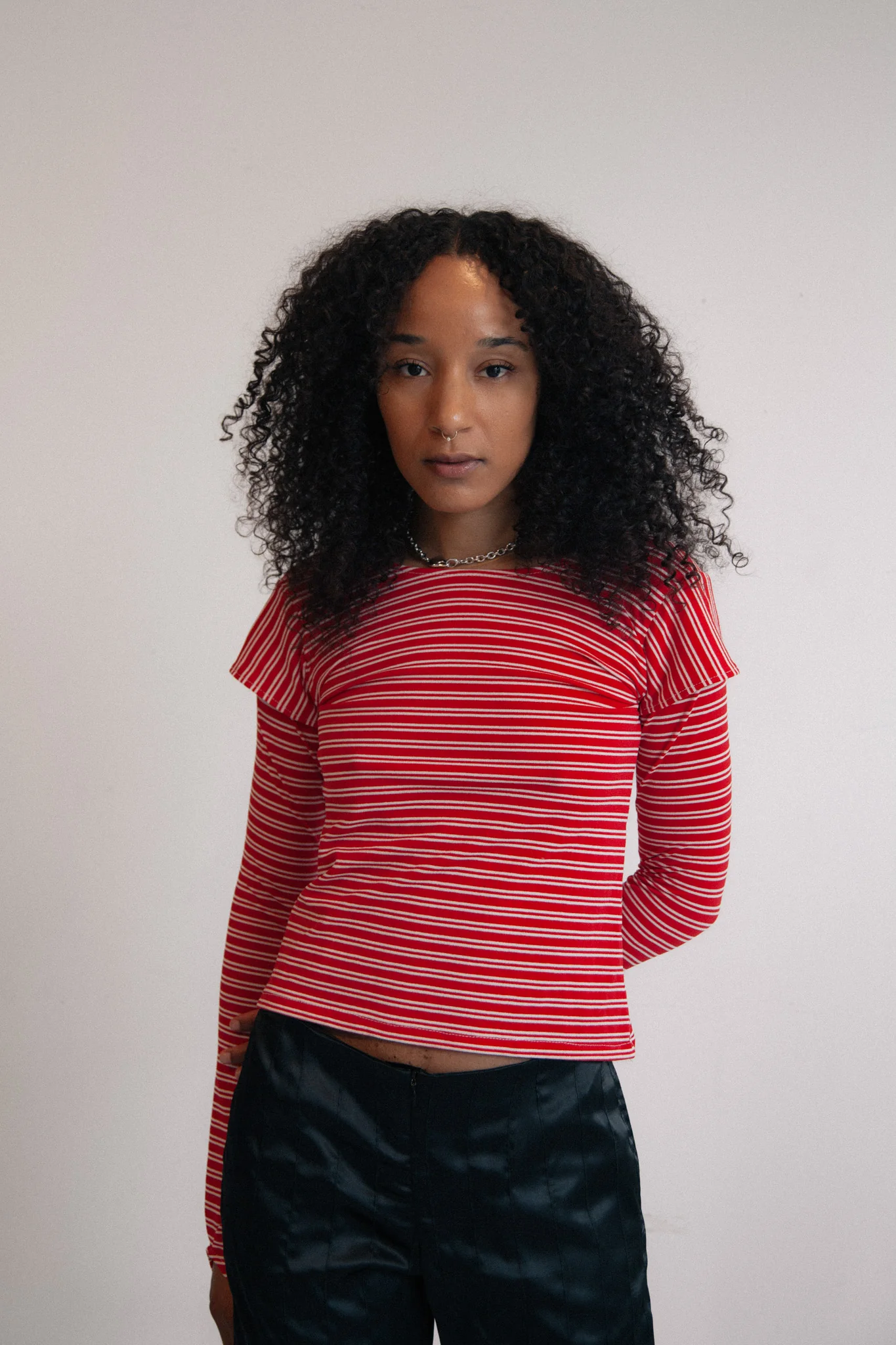 Striped Double LS Tee (Red) - Image 3