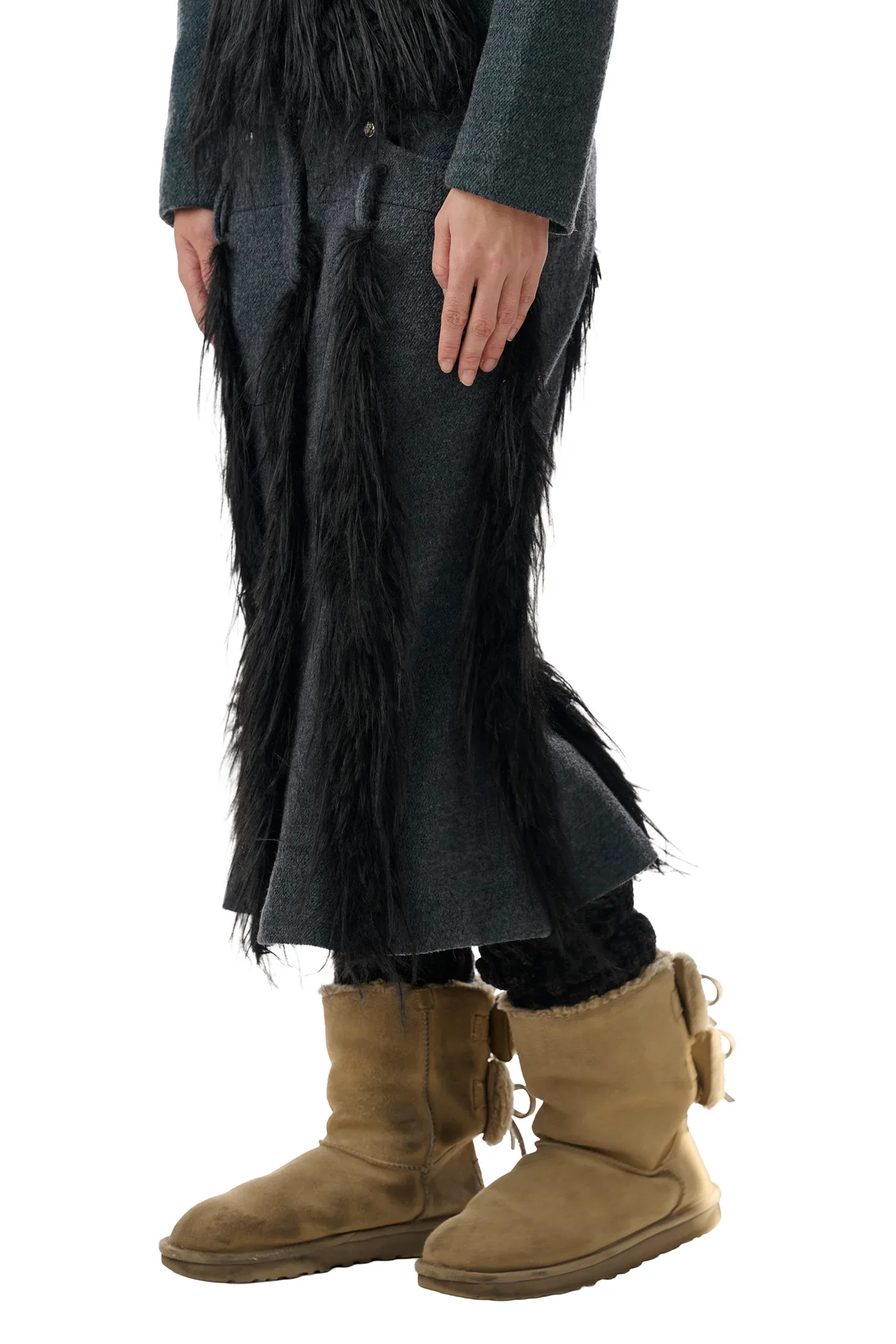 Shadowy Double Waist Line Skirt (Teal/Grey) - Image 5