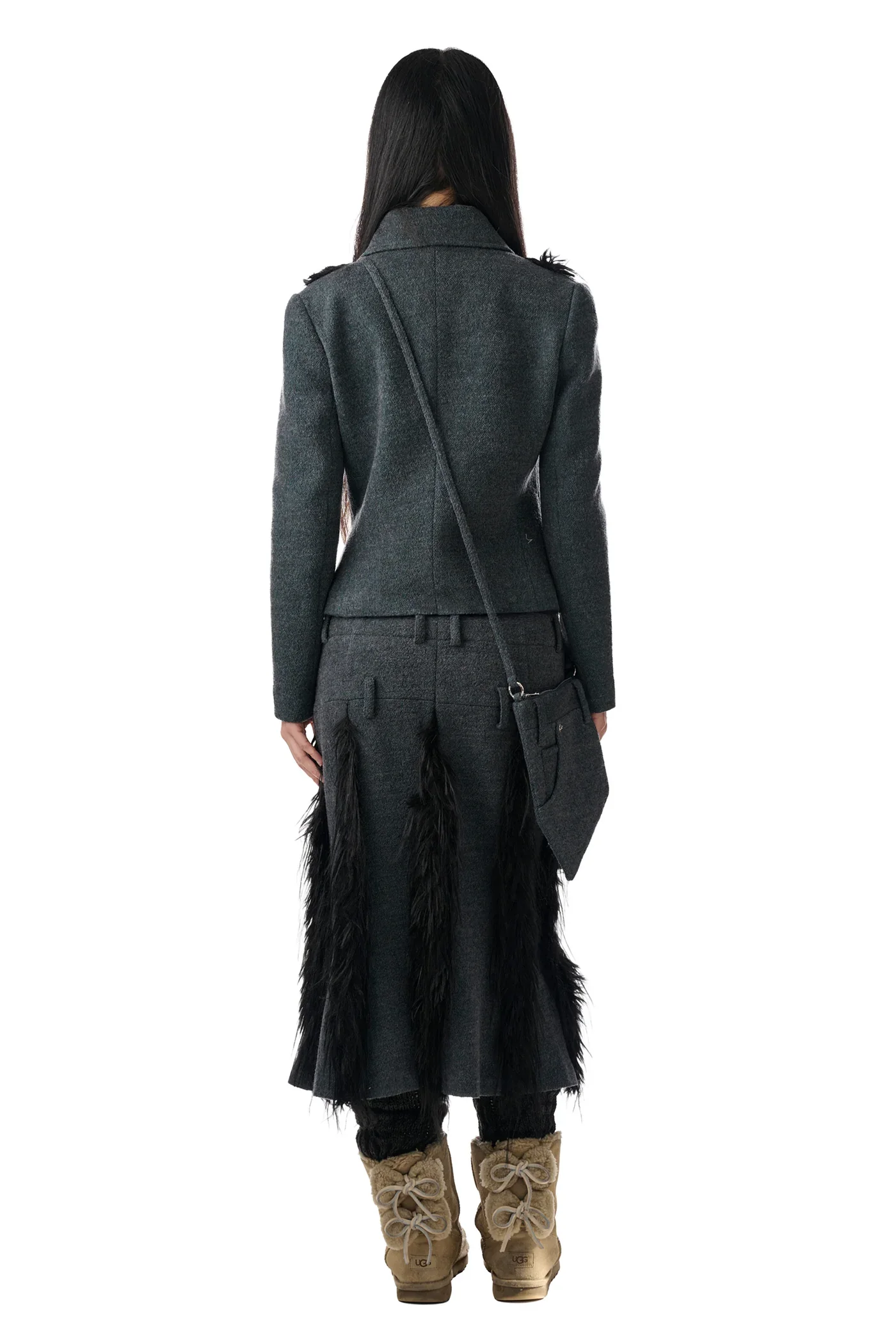 Shadowy Double Waist Line Skirt (Teal/Grey) - Image 6