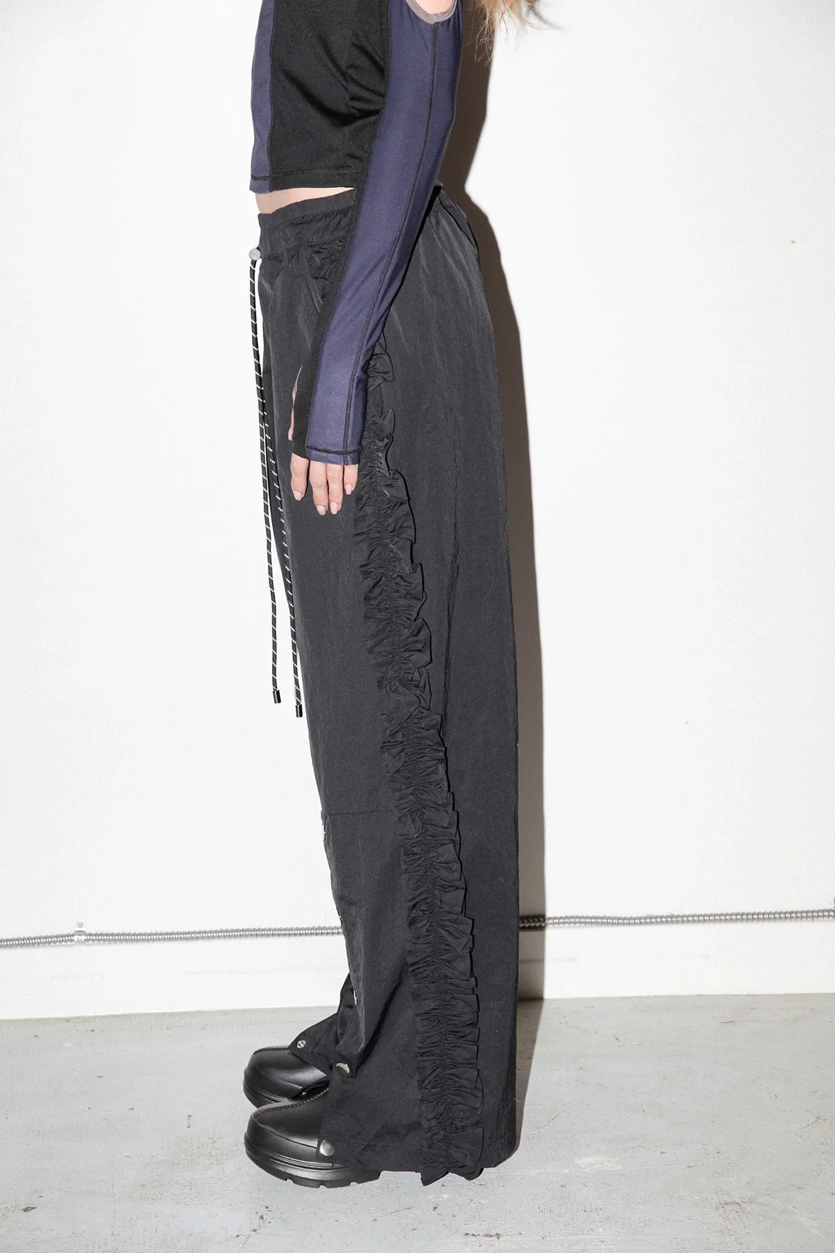 Ruffle Split Track Pant (Onyx) - Image 2