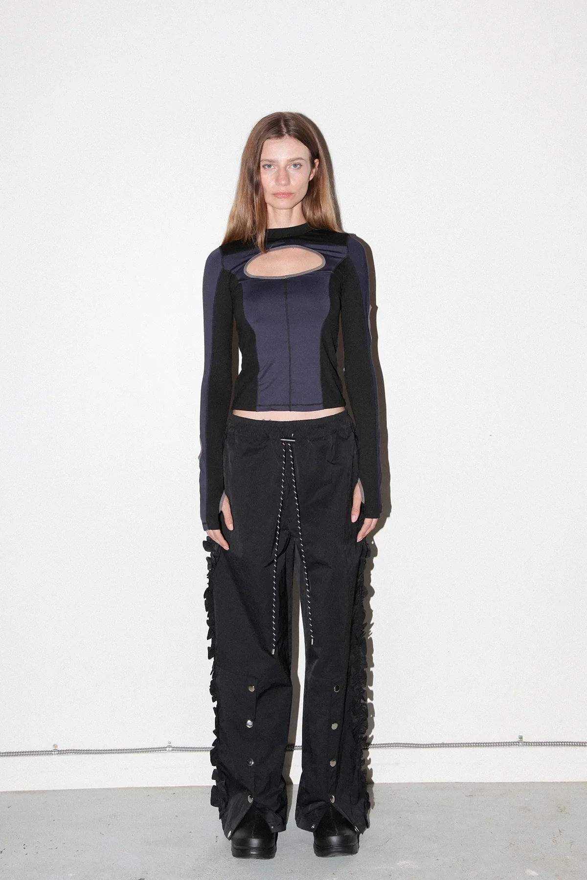 Ruffle Split Track Pant (Onyx) - Image 3
