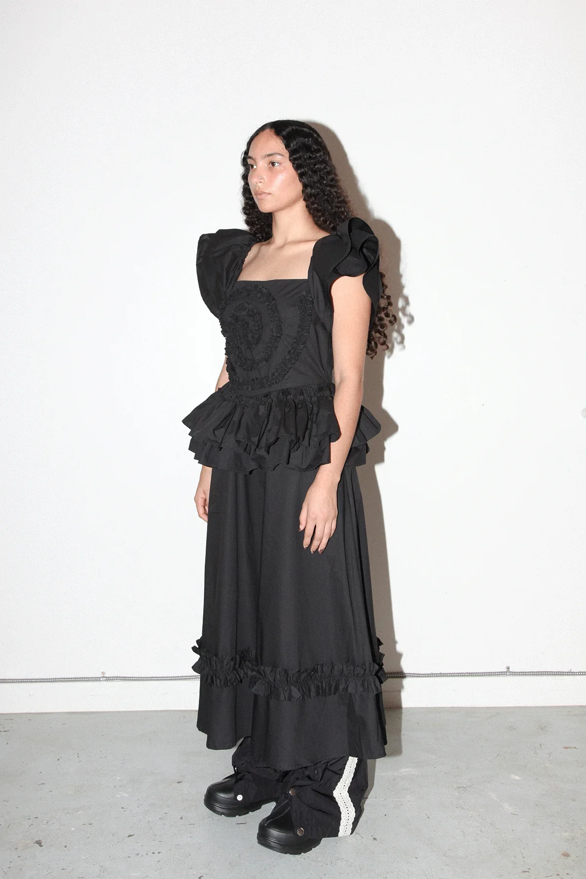 Spiral Ruffle Dress (Onyx) - Image 4