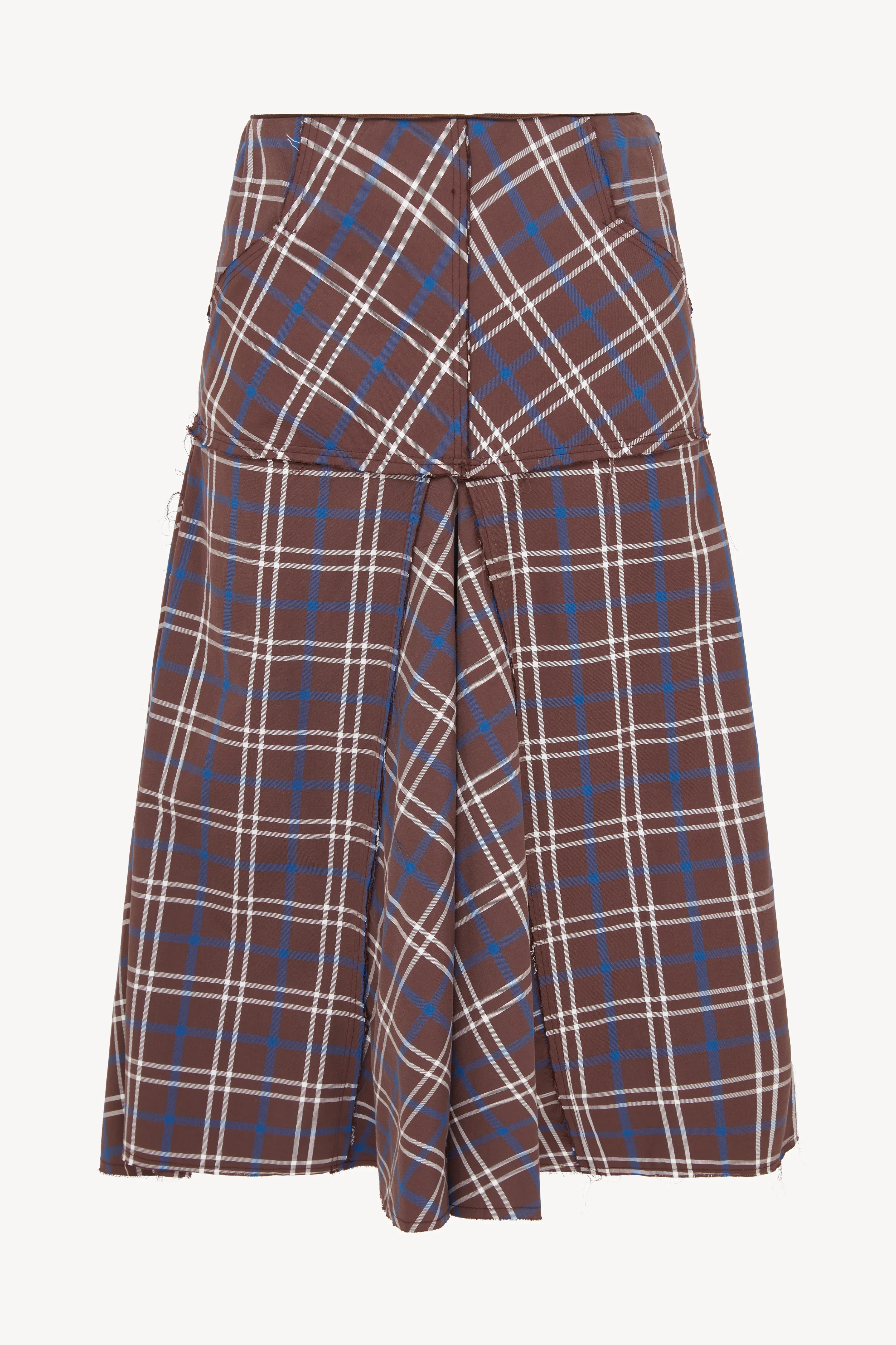 Pleated Midi Skirt (Brown/Blue) - Image 4