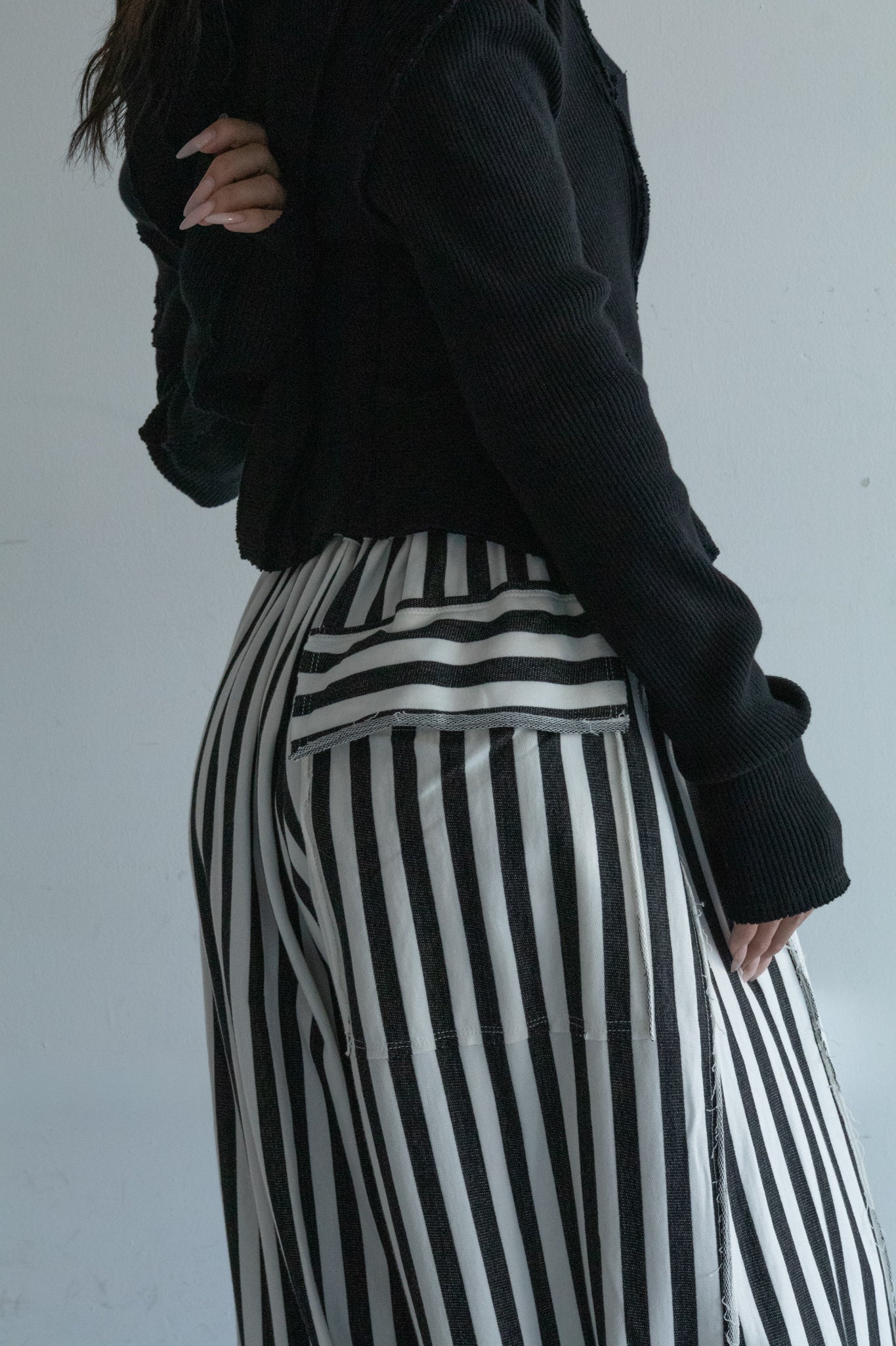 Striped Warm Up Trousers (Black/White) - Image 2