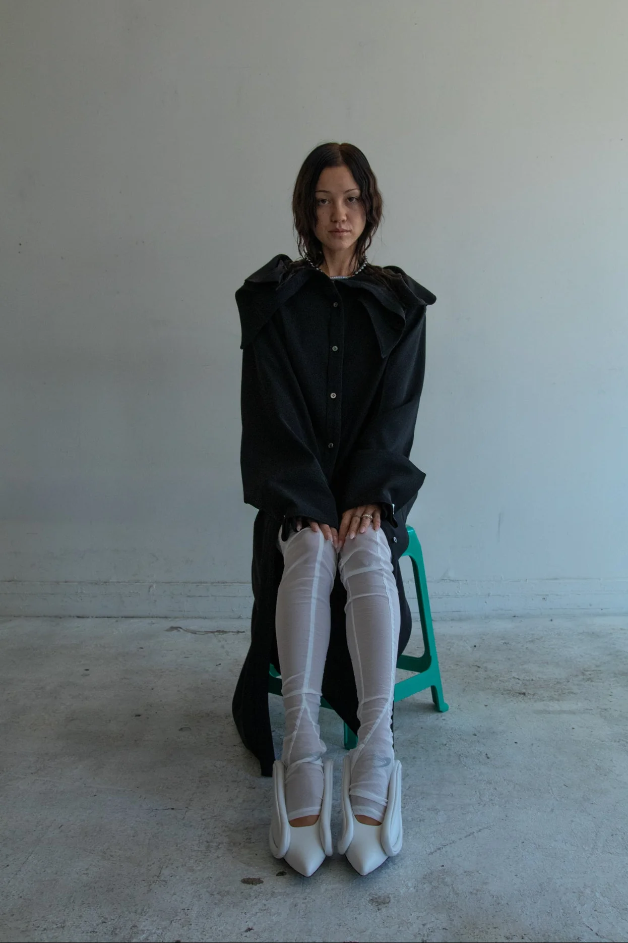 Unfixed Collar Dress (Black) - Image 4